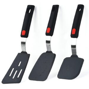silicone spatula turner set, 600°f heat resistant kitchen spatulas for nonstick cookware, bpa free cooking utensils, non scratch flexible thin edge rubber spatula set for flipping fish, eggs, pancake