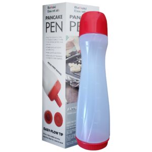 bahoki essentials pancake pen - easy squeeze pancake art plastic bottle container - pancake and crepe batter mixer and dispenser - kitchen baking tool and supplies - drip free silicone nozzle