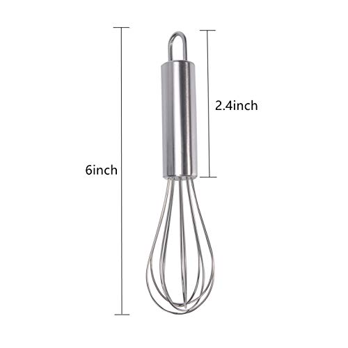 Huakai stainless steel small whisk for cheese, coffee, eggs, very handy (6 inches)