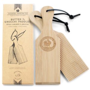 gnocchi boards and wooden butter paddles to easily create authentic homemade pasta and butter without sticking - set of 2 makers - 9.5 inches