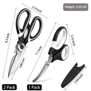 OMDAR Kitchen Scissors 3 Pack - Lifetime Replacement Warranty - Heavy Duty Stainless Steel Cooking Shears for Cutting Meat, Food, Fish, Poultry Multipurpose Sharp Sissors for Dishwasher Safe