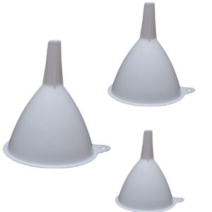 Plastic Funnels for Kitchen Use - 3 Pack of Round Kitchen Funnels for Filling Bottles, Jars & Containers - Kitchen Funnel Set with Holders - Funnels for Kitchen use Filling Bottles, Automotive Use