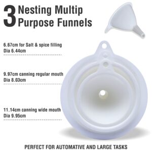 Plastic Funnels for Kitchen Use - 3 Pack of Round Kitchen Funnels for Filling Bottles, Jars & Containers - Kitchen Funnel Set with Holders - Funnels for Kitchen use Filling Bottles, Automotive Use