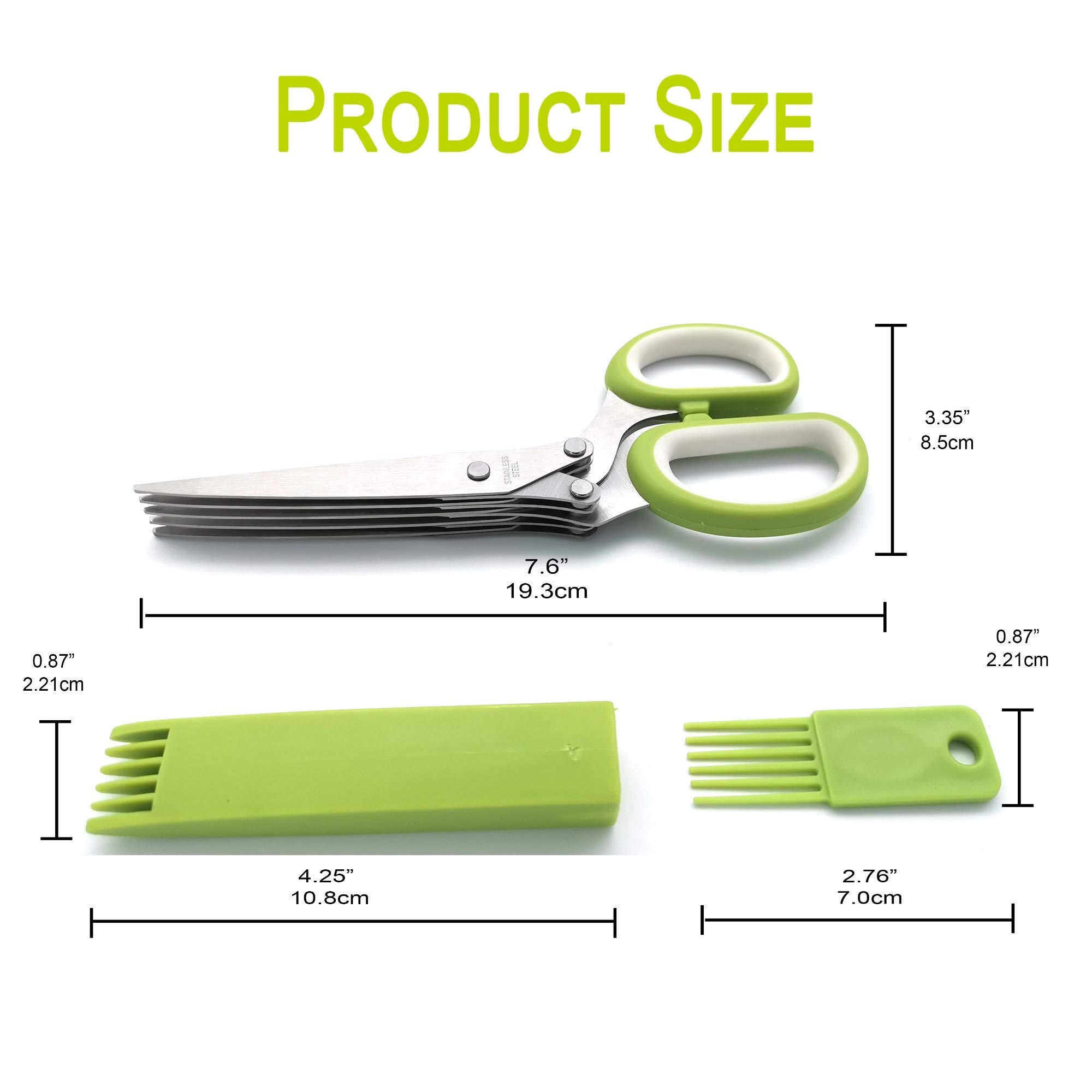 2023 Updated Herb Scissors Set - Herb Scissors With 5 Blades and Cover, Cool Kitchen Gadgets for Cutting Shredded Lettuce, Cilantro Fresh, Green Onion Fresh and etc. Also Can Used for Cutting Paper.