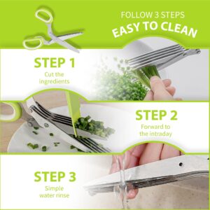 2023 Updated Herb Scissors Set - Herb Scissors With 5 Blades and Cover, Cool Kitchen Gadgets for Cutting Shredded Lettuce, Cilantro Fresh, Green Onion Fresh and etc. Also Can Used for Cutting Paper.