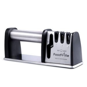 foodville ks04 knife sharpener for kitchen knife pocket knife hunting knives including straight blades and scissors (4 slots) (black)