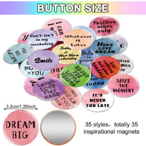 Inspirational Quote Refrigerator Magnets Motivational Fridge Magnets Watercolor Round Encouragement Refrigerator Magnets for Classroom Whiteboard Locker Fridge Supplies (35 Pieces)