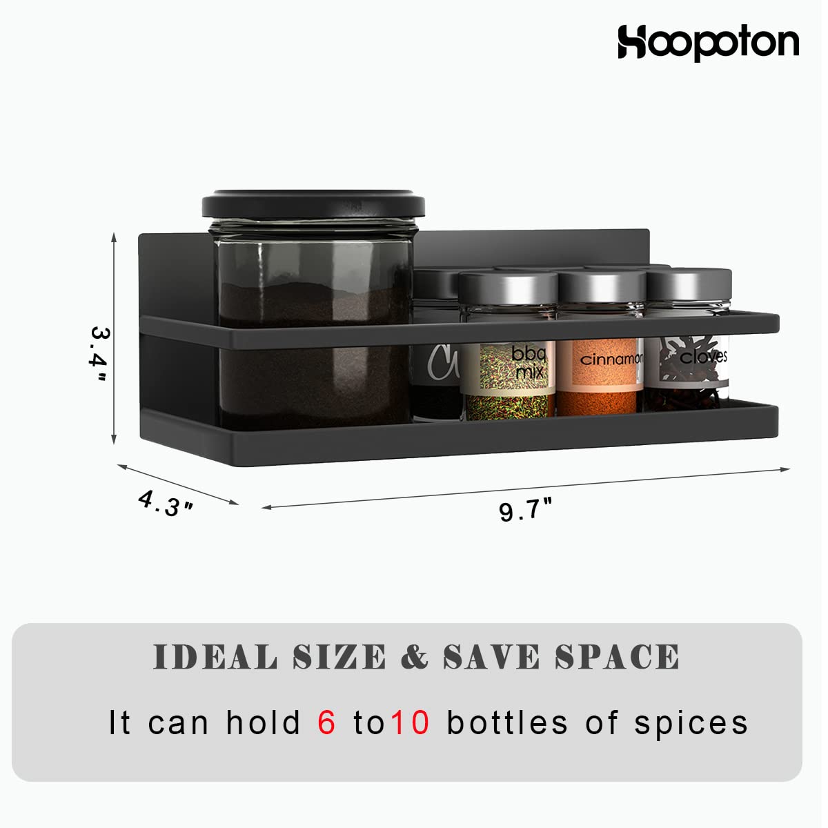 Hoopoton 2 Pack Magnetic Spice Rack, Easy to Install on The Side of Refrigerator/Space Saving Kitchen Organization Shelf Organizer for Cabinet