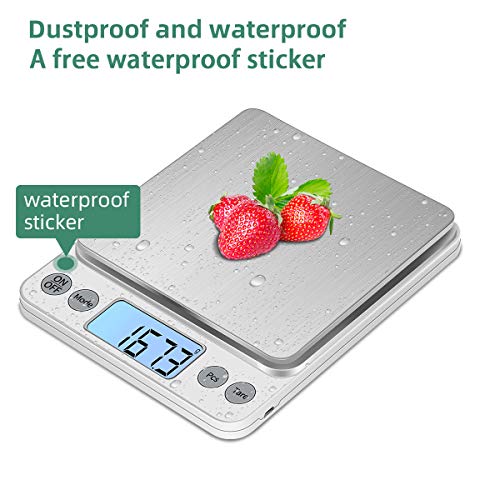KUBEI Upgraded Larger Size Digital Food Scale Weight Grams and OZ, 5kg/0.1g Kitchen Scale for Cooking Baking, High Precision Electronic Scale with LCD Display