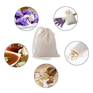 Pangda 100 Pieces Drawstring Cotton Bags Muslin Bags for Storage, Teas, Spices, Soaps, Candy, Jewellery, Wedding Party Favors and DIY Craft Home Decor (4 x 3 Inches)