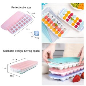 Small Ice Cube Trays with Lid for Freezer,Mini Ice Cube Trays for Freezer with Lid,Silicone Ice Cube Trays,Tiny Ice Cube Trays for Freezer,BPA Free,Easy to Remove and Perfect Cube Size