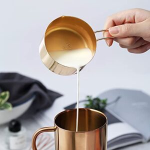 LYFJXX Gold Measuring Cups and Spoons Set, 8 PCS Metal Measuring Cups and Stainless Steel Measuring Spoons Set for Kitchen