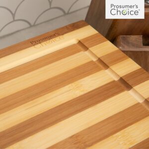 Prosumer's Choice Premium Bamboo Large Cutting Boards | Stovetop Cover with Juice Grooves For Kitchen | Large Wooden Butcher Block for Turkey, Meat, Vegetables, BBQ with Adjustable Legs, 11 X 21.25