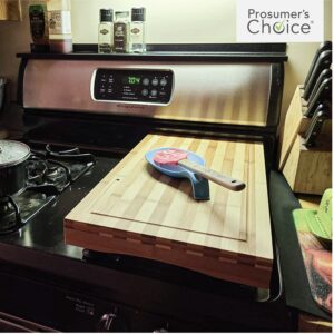 Prosumer's Choice Premium Bamboo Large Cutting Boards | Stovetop Cover with Juice Grooves For Kitchen | Large Wooden Butcher Block for Turkey, Meat, Vegetables, BBQ with Adjustable Legs, 11 X 21.25
