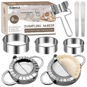 Dumpling Press Molds Set and Cutter Dumpling Skin Maker Stuffing Spoon Flour Ring Cutter,Chinese Dumpling Pie Ravioli Empanadas Press Mold Kitchen Accessorie