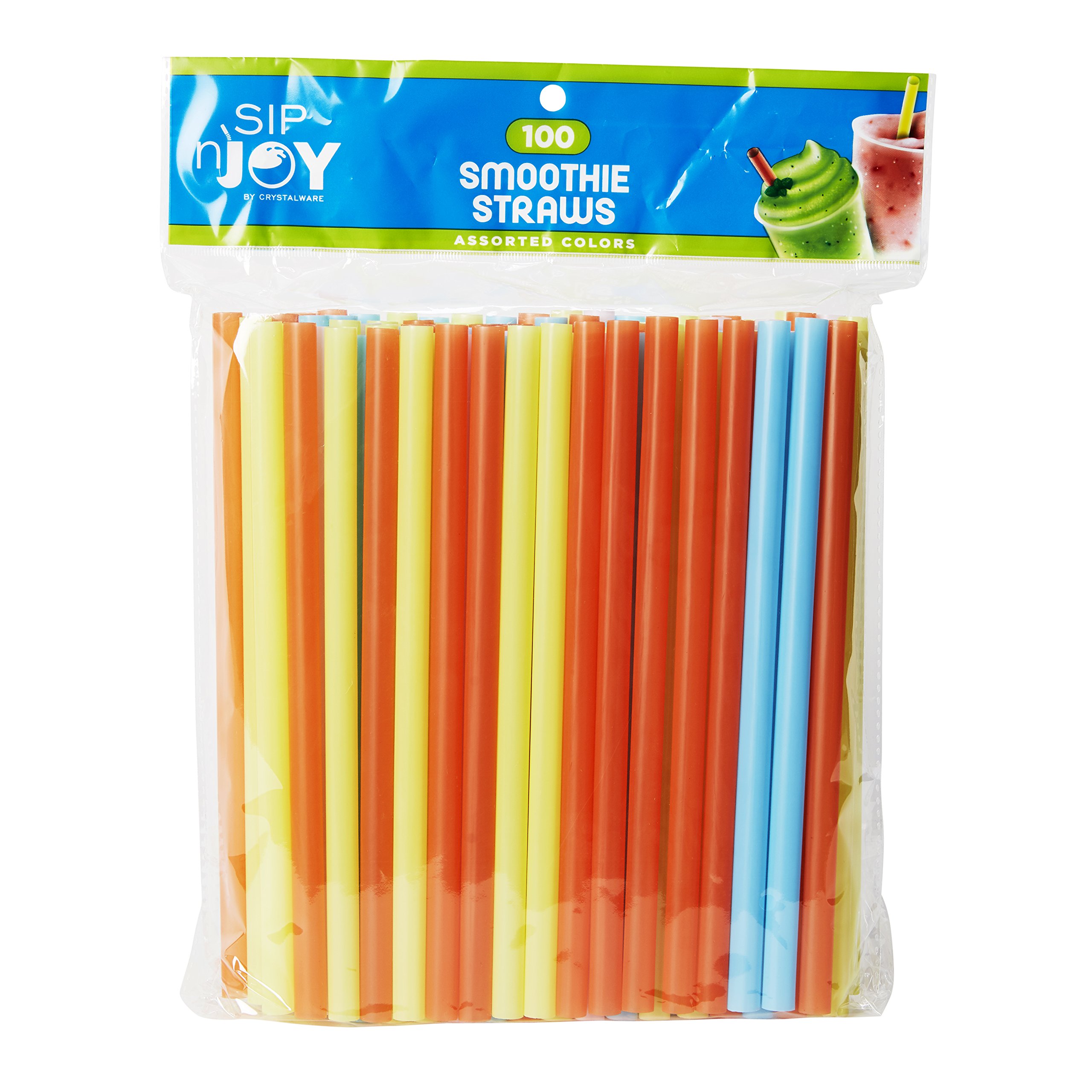 Jumbo Smoothie Straws Assorted Colors [100 Count]