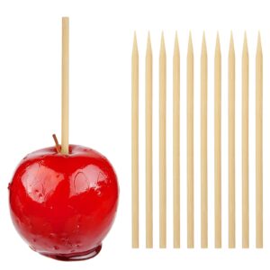 HANSGO Wooden Candy Apple Skewer Sticks, 5mm 7inch Birch Bamboo BBQ Caramel Apple Sticks Cotton Candy Stick Rock Candy Stick Skewer Semi Pointed Lollipop Sticks Barbecue Corn Dog