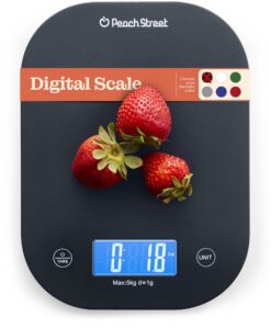 digital kitchen food scale - lcd display weight in grams, kilograms, ounces, fl ounces, milliliters, and pounds perfect for precise measurements, baking, cooking, meal prep, weight loss,