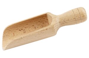 bicb wooden scoop (5.5 inches) natural beech wood scoop for flour, bath salt, sugar, cereal, coffee and more - multipurpose wooden spoon