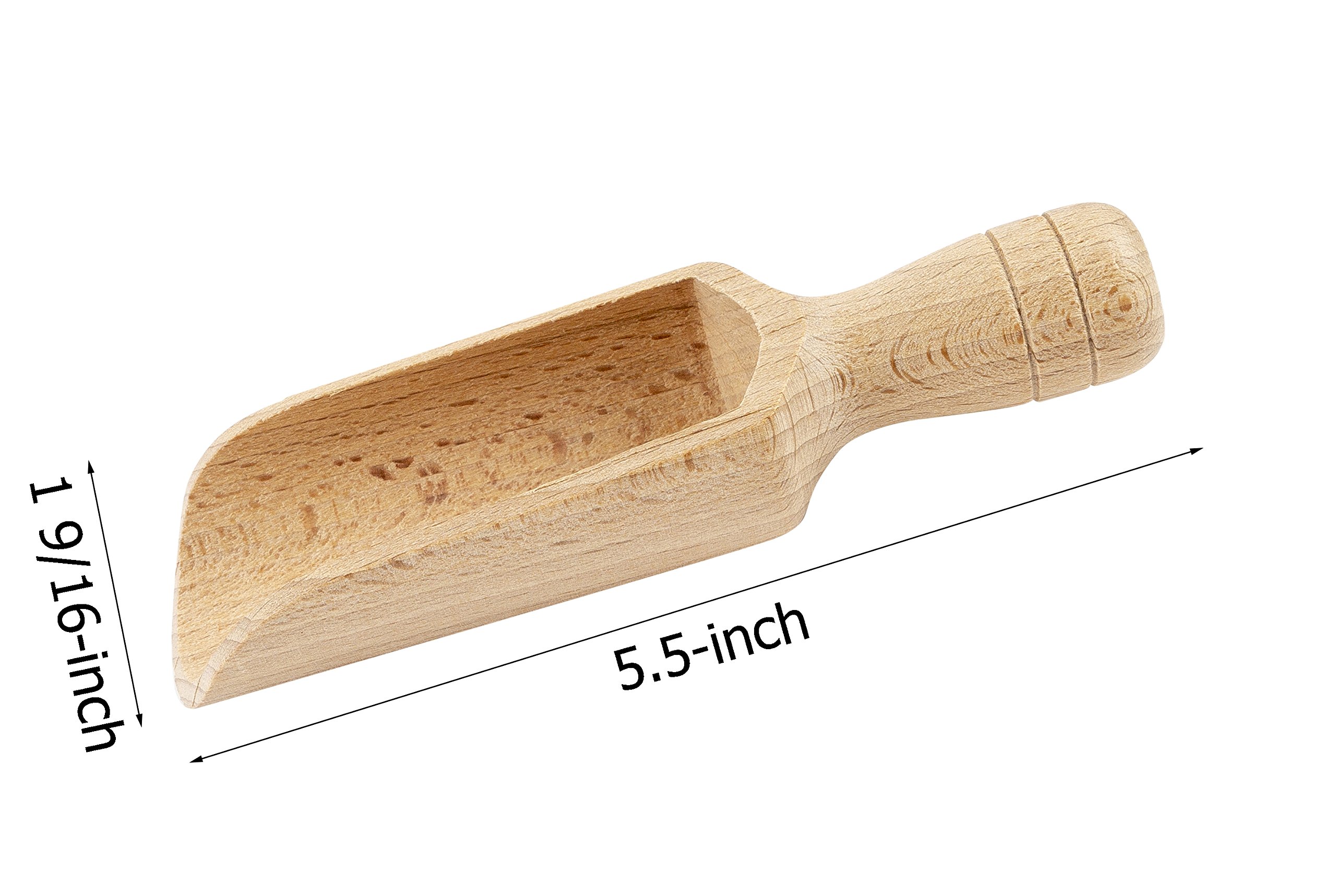 BICB Wooden Scoop (5.5 Inches) Natural Beech Wood Scoop for Flour, Bath Salt, Sugar, Cereal, Coffee and More - Multipurpose Wooden Spoon