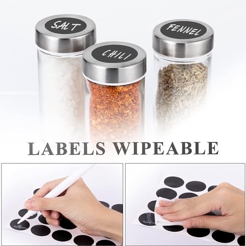 Rotating Spice Rack with Free 20 Seasoning Jars,Revolving Tower Organizer Stainless Steel for Kitchen Storage,with Reusable Labels and Funnel complete set