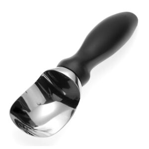 spring chef ice cream scoop - heavy duty 18/8 stainless steel with soft grip handle, professional sturdy ice cream scooper, premium kitchen tool for cookie dough, gelato, sorbet, melon, black
