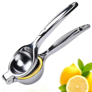 kitchen handheld lemon squeezer - heavy duty citrus juicer & lemon juicer hand press with curved handle - manual lemon lime squeezer & metal citrus squeezer for extracting juices