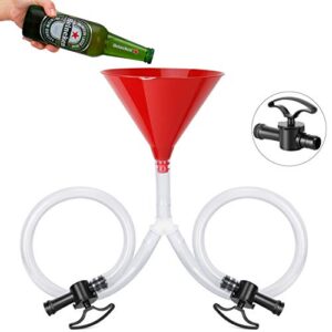 farielyn-x beer bong funnel with valve - newest valve design extra long 2.5 feet (30 inch) kink free tube & leakproof easy valve premium funnel for beer drinking games, college parties(double header)