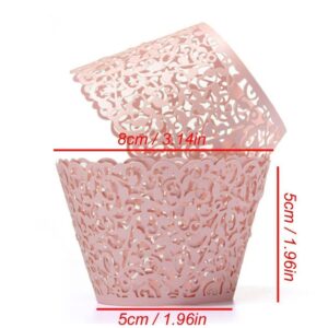 YOZATIA Vine Cupcake Wrappers, 60PCS Lace Cupcake Liners for Regular Sized Cupcake (Pink)