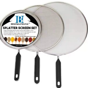 Grease Splatter Screen For Frying Pan Cooking - Stainless Steel Splatter Guard Set of 3-8", 10" and 11" inch - Fine Mesh Iron Skillet Lid- Hot Oil Shield to Stop Prime Burn (3, 8",10",11")