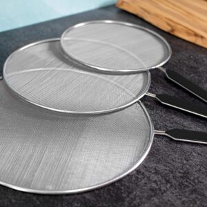 Grease Splatter Screen For Frying Pan Cooking - Stainless Steel Splatter Guard Set of 3-8", 10" and 11" inch - Fine Mesh Iron Skillet Lid- Hot Oil Shield to Stop Prime Burn (3, 8",10",11")