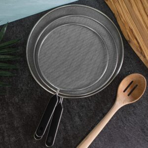 Grease Splatter Screen For Frying Pan Cooking - Stainless Steel Splatter Guard Set of 3-8", 10" and 11" inch - Fine Mesh Iron Skillet Lid- Hot Oil Shield to Stop Prime Burn (3, 8",10",11")