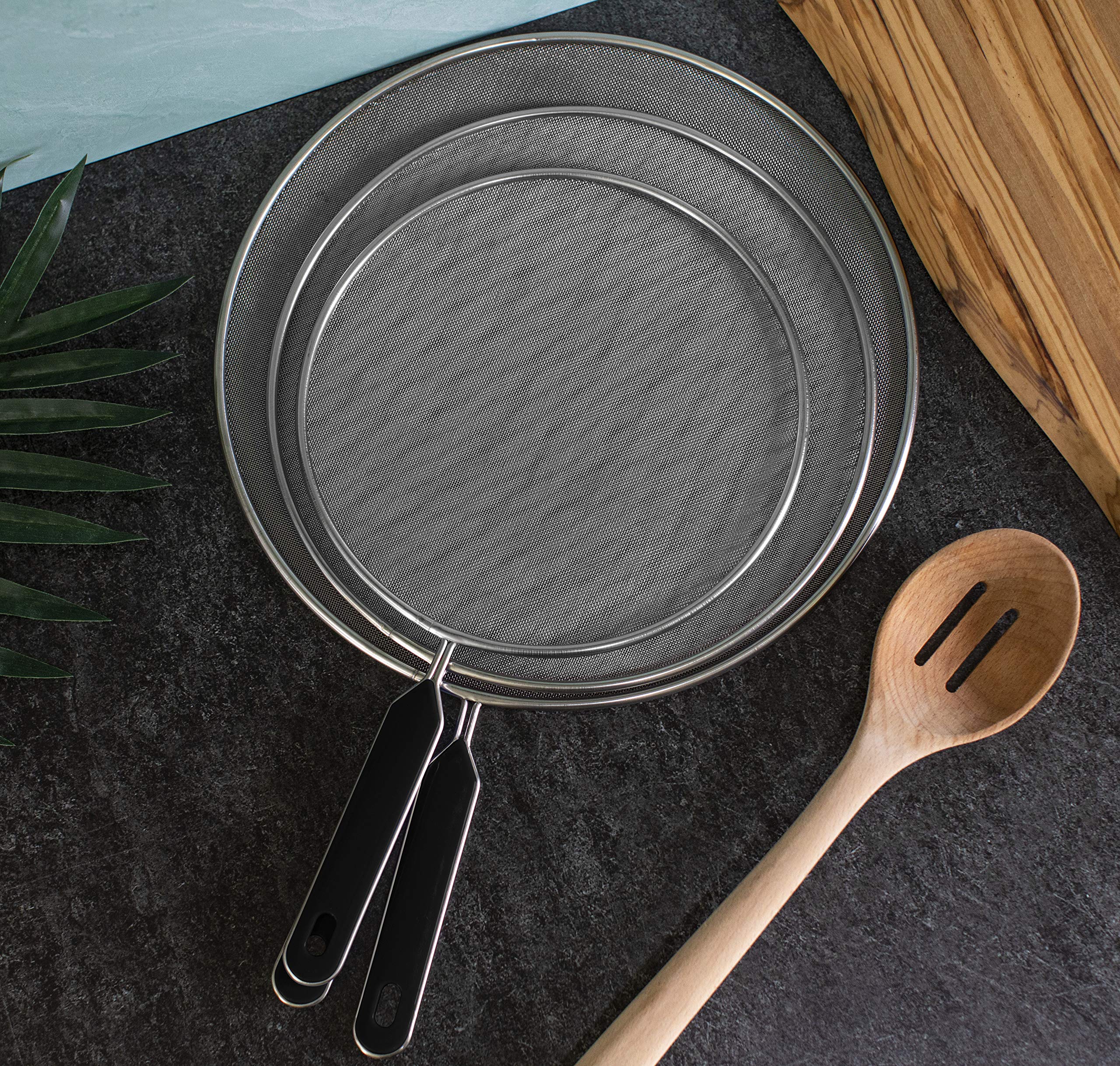 Grease Splatter Screen For Frying Pan Cooking - Stainless Steel Splatter Guard Set of 3-8", 10" and 11" inch - Fine Mesh Iron Skillet Lid- Hot Oil Shield to Stop Prime Burn (3, 8",10",11")