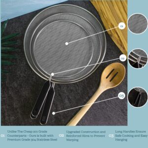 Grease Splatter Screen For Frying Pan Cooking - Stainless Steel Splatter Guard Set of 3-8", 10" and 11" inch - Fine Mesh Iron Skillet Lid- Hot Oil Shield to Stop Prime Burn (3, 8",10",11")