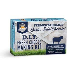 fermentaholics diy fresh cheese making kit - ricotta, mozzarella, burrata, paneer, cottage cheese, etc. - includes rennet for cheese making, cheese salt, citric acid, cheese cloth, & recipe booklet