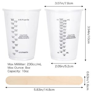 80pcs 8oz Disposable Epoxy Resin Mixing Cups, Clear Plastic Disposable Measuring Cups for Mixing Paint, Pigments, Epoxy Resins, Mixing Cups for Baking（80 Stirring Sticks Included）
