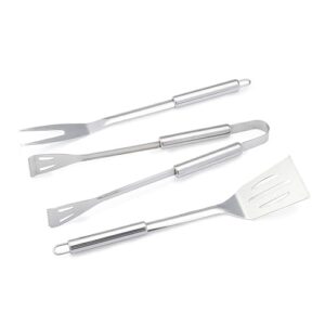 Amazon Basics 4-Piece Stainless Steel Barbeque Grilling Tool Set with Carry Bag