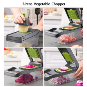 Alrens Vegetable Chopper Mandoline Slicer Pro 15 in 1 Vegetable Slicer Cutter with Multi Blade Onion Chopper for Potato Tomato Cucumber Carrot