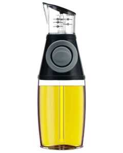 kitlab oil dispenser bottle, 8.5oz olive oil dispenser oil sprayer, clear glass refillable oil and vinegar dispenser bottle with measuring scale pump for kitchen, cooking, salads, baking frying