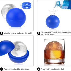 WllRun 2 Packs Star Wars Death Star Silicone Ice Cube Mold Tray,Chocolate Maker Tools,Ice Ball Shape for Drinks(Blue)