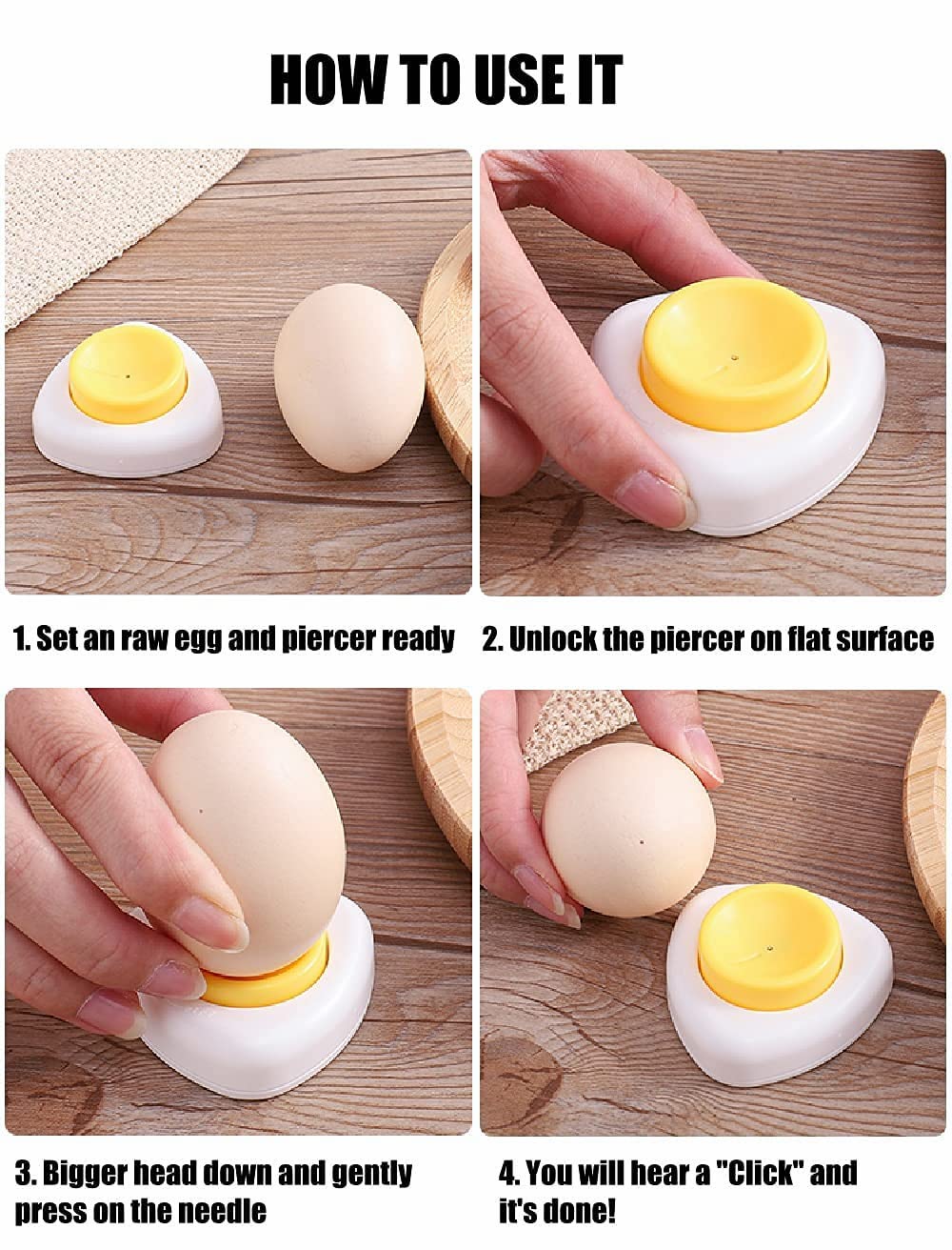 Jawbush Egg Piercer for Raw Eggs, with Magnetic Base and Safety Lock, Hard Boiled Egg Peeler, Egg Pricker to Get a Good Hard Boiled Egg