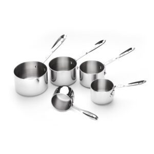 all-clad kitchen accessories stainless steel measuring cup set 5 piece cookware, pots and pans, dishwasher safe silver