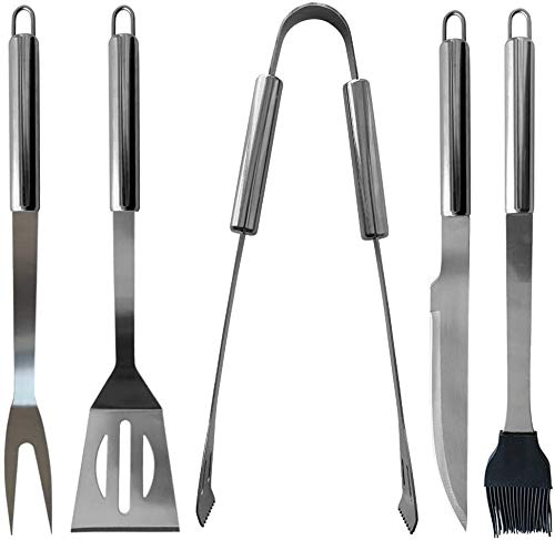 LLRY BBQ Grilling Tools Set - Stainless Steel Grilling Accessories with Free Portable Bag. (5PCS)