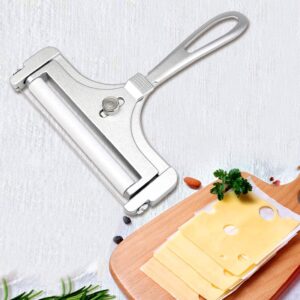 Poualss Stainless Steel Wire Cheese Slicer, Adjustable Thickness Cheese Cutter for Soft, Semi-Hard Cheeses Kitchen Cooking Tool