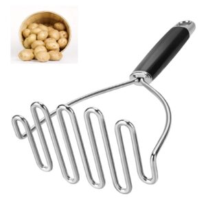 potato masher, potato masher stainless steel, heavy duty mashed potatoes masher, professional metal wire masher kitchen tool for bean, avocado, vegetable-10.24 inch （silver）