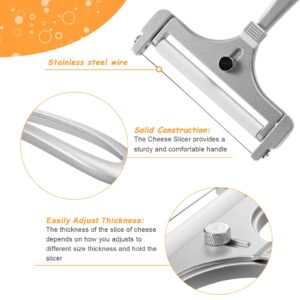 Cheese Slicer with Wire Adjustable Cheese Slicer Heavy Duty Stainless Steel Cheese Slicers for Soft Semi Hard Block Cheese(Silver)