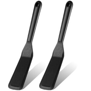 2 pieces silicone thin spatula omelet spatula turner long crepe spatula heat resistant cooking spatula non stick pancake spatula for cooking egg burgers pizza pancake steak omelet (black)