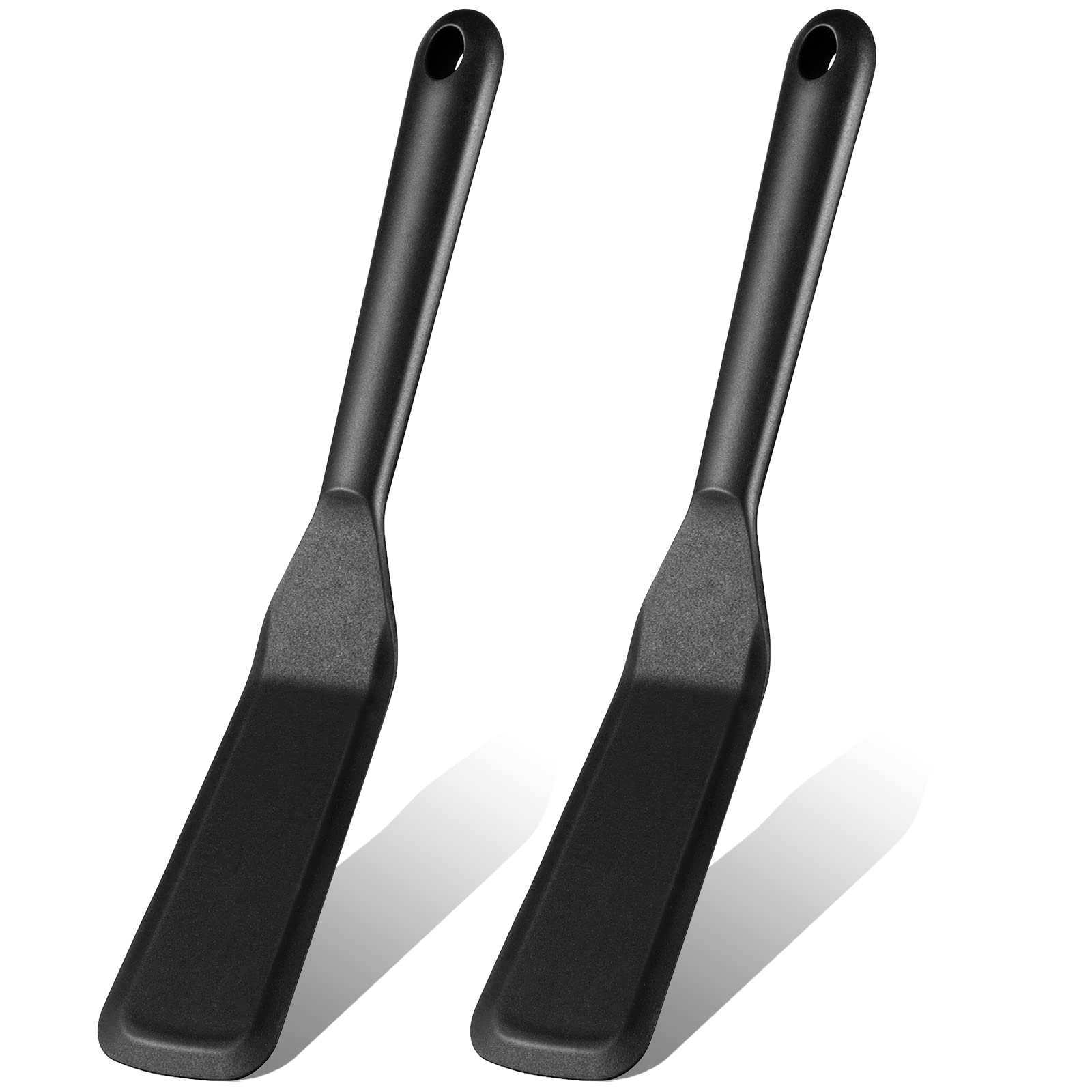 2 Pieces Silicone Thin Spatula Omelet Spatula Turner Long Crepe Spatula Heat Resistant Cooking Spatula Non Stick Pancake Spatula for Cooking Egg Burgers Pizza Pancake Steak Omelet (Black)