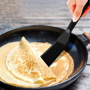 2 Pieces Silicone Thin Spatula Omelet Spatula Turner Long Crepe Spatula Heat Resistant Cooking Spatula Non Stick Pancake Spatula for Cooking Egg Burgers Pizza Pancake Steak Omelet (Black)