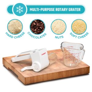 Vivaant Professional-Grade Rotary Grater - 2 Stainless Steel Drums - Grate Or Shred Hard Cheeses, Chocolate, Nuts, and More - Award-Winning Design with Handle